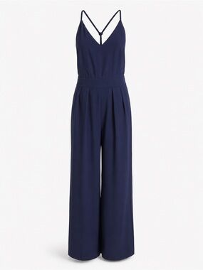 Halara Navy Wide Leg Jumpsuit | Sleeveless | Pockets